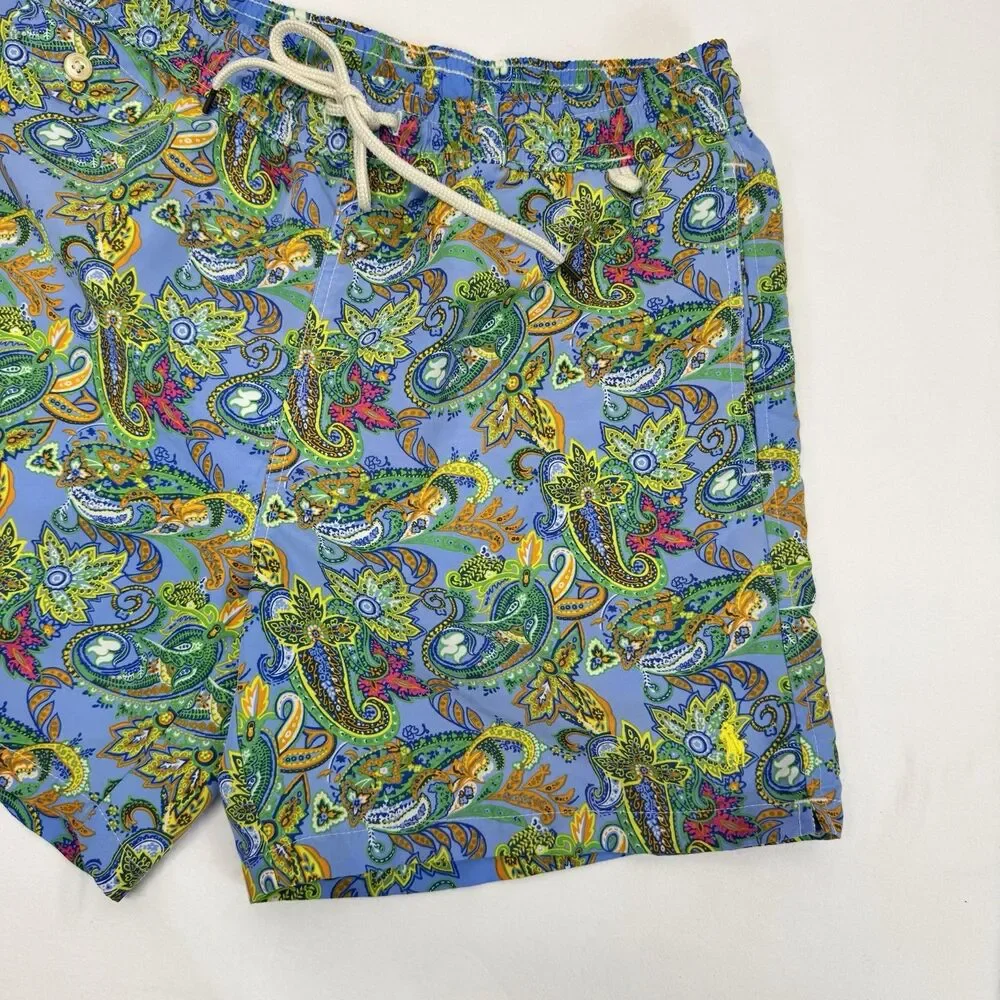 Polo Ralph Lauren Swim Trunks Men’s Medium Paisley Floral Swim Trunks Pockets